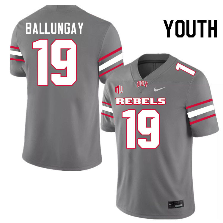 Youth #19 Kaleo Ballungay UNLV Rebels College Football Jerseys Stitched-Grey